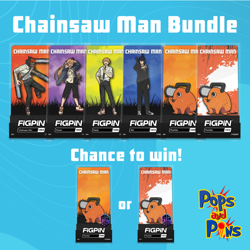FiGPiN 6 Pin Chainsaw Man Bundle (includes glitter Pochita) w/ CHANCE at AP Pochita 1386 or 1412