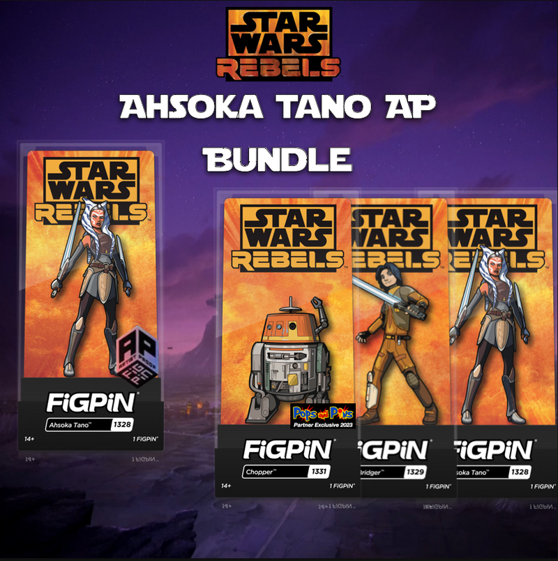FiGPiN 3 Pin Rebels Bundle Ezra, Ahsoka, Chopper w/ CHANCE AP Ahsoka Tano